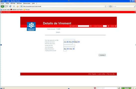phishing-caf-virement Le faux site de la CAF : demande de virement
