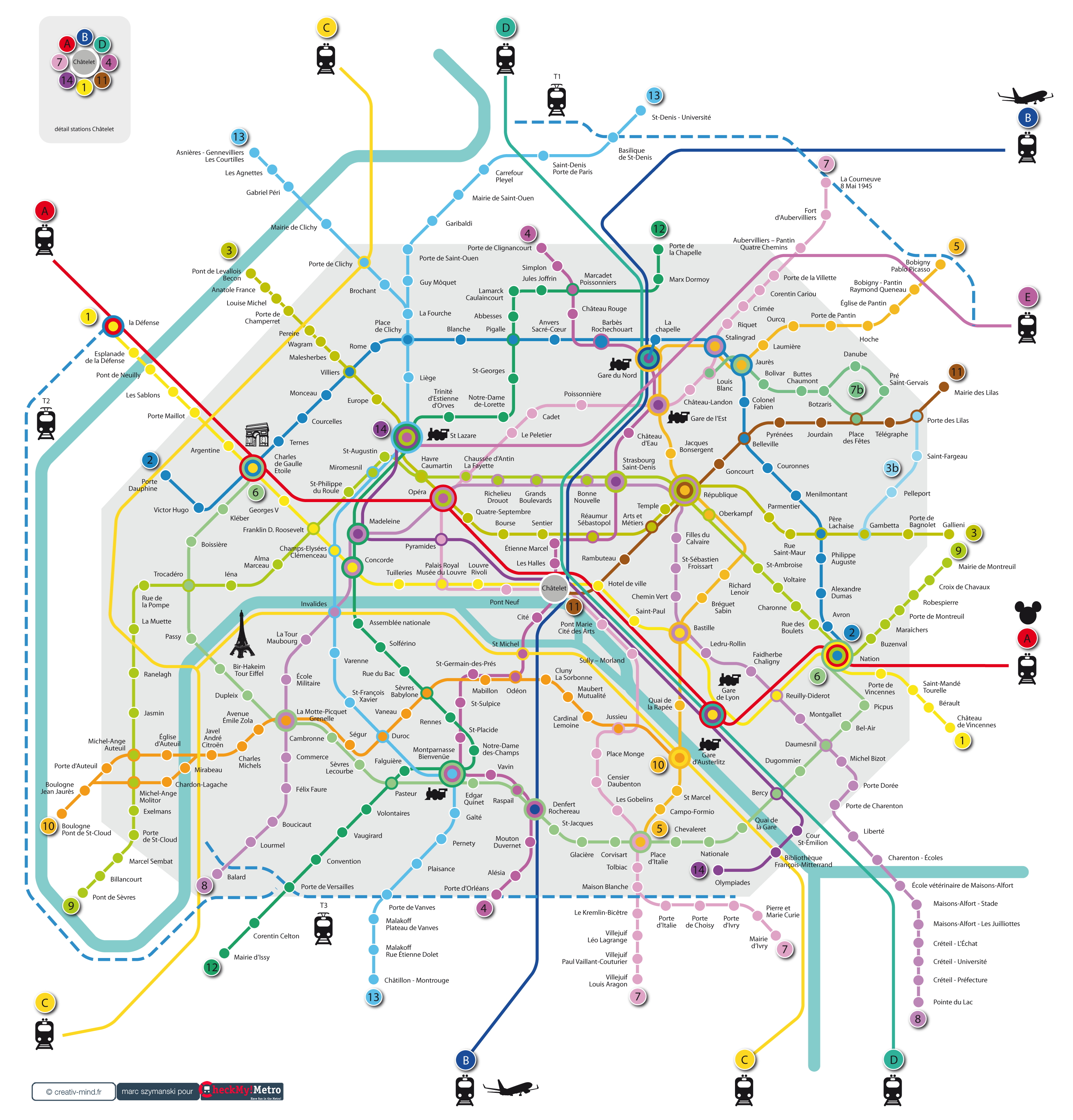 Free Paris Metro Map: Zones Plan Métro Paris.
