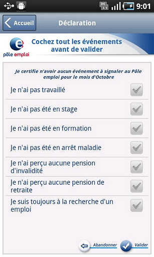pole emploi app actualisation mais pas au volant