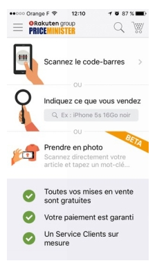QuickSell intégrée à l'app mobile de PriceMinister