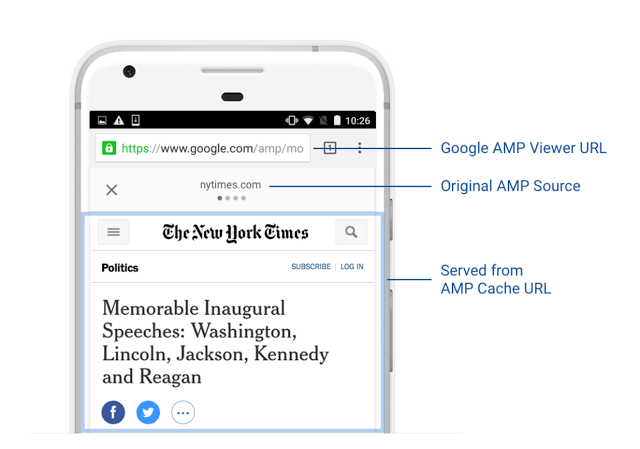 Google AMP: un bouton pour retrouver l'URL d'origine depuis son smartphone